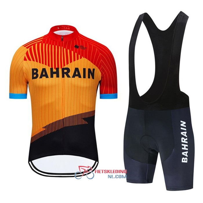 Bahrain Fietsshirt Met Korte Mouwen 2020 en Korte Koersbroek Oranje Zwart